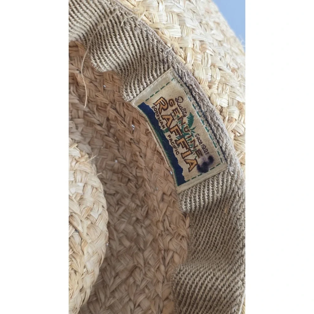 Vintage Genuine Raffia Straw Hat Fedora Safari Style Natural Summer Beach‎ Hat